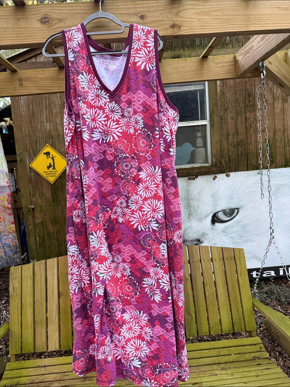 Pink Floral V-Neck Swim Coverup Dress 3x